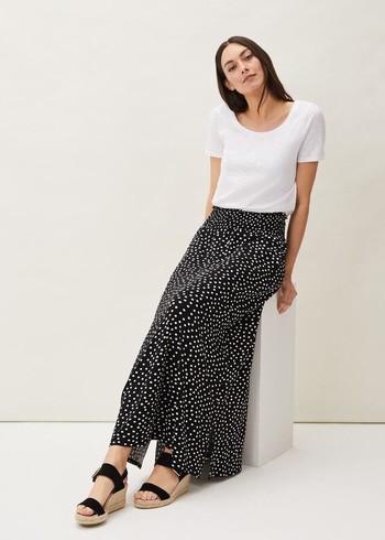 Phase Eight Connie Spot Print Skirts Black/White USA | 4561827-WD